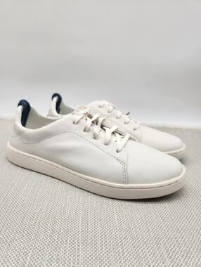 Olukai Pehuea Li Ili Size 9 Sneaker White Leather Lace Up Women